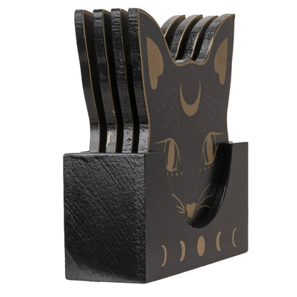 Black Cat Mystic Mog Drink Coasters Set
