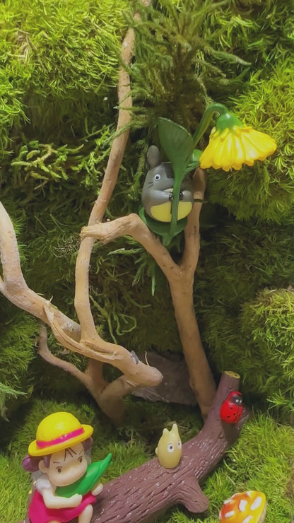 Totoro & Mei in Forest -  Ghibli-inspired Preserved Moss Terrarium Home Decor